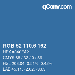 カラーコード: RGB 52 110.6 162 | qconv.com