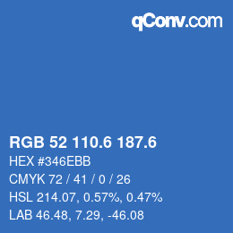 カラーコード: RGB 52 110.6 187.6 | qconv.com