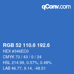 カラーコード: RGB 52 110.6 192.6 | qconv.com