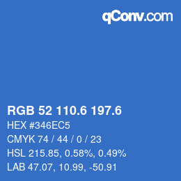 カラーコード: RGB 52 110.6 197.6 | qconv.com