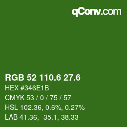 カラーコード: RGB 52 110.6 27.6 | qconv.com