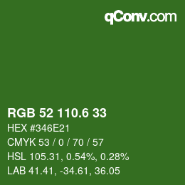 カラーコード: RGB 52 110.6 33 | qconv.com
