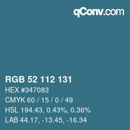 Color code: RGB 52 112 131 | qconv.com