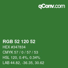 カラーコード: RGB 52 120 52 | qconv.com
