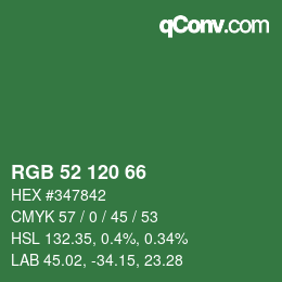 カラーコード: RGB 52 120 66 | qconv.com