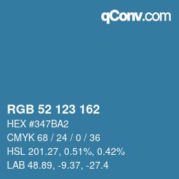 颜色代码: RGB 52 123 162 | qconv.com