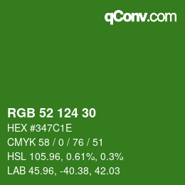 Farbcode: RGB 52 124 30 | qconv.com