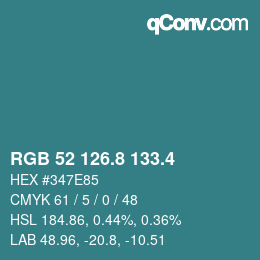 カラーコード: RGB 52 126.8 133.4 | qconv.com