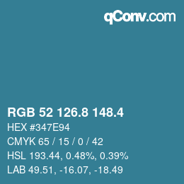 カラーコード: RGB 52 126.8 148.4 | qconv.com