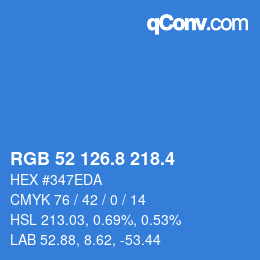 カラーコード: RGB 52 126.8 218.4 | qconv.com