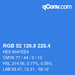 カラーコード: RGB 52 126.8 228.4 | qconv.com