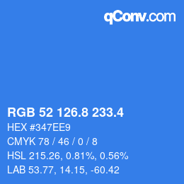 カラーコード: RGB 52 126.8 233.4 | qconv.com