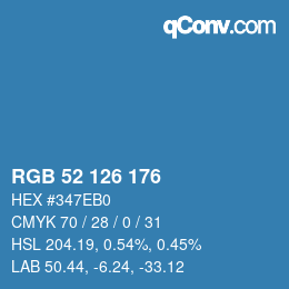 Color code: RGB 52 126 176 | qconv.com