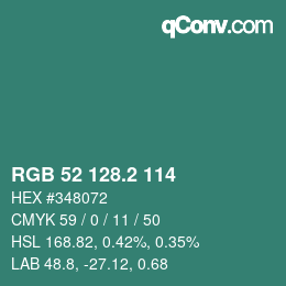 カラーコード: RGB 52 128.2 114 | qconv.com