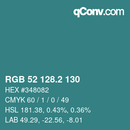 カラーコード: RGB 52 128.2 130 | qconv.com