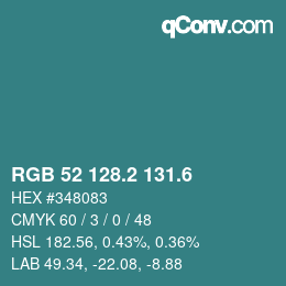 カラーコード: RGB 52 128.2 131.6 | qconv.com