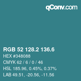 カラーコード: RGB 52 128.2 136.6 | qconv.com