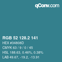 カラーコード: RGB 52 128.2 141 | qconv.com