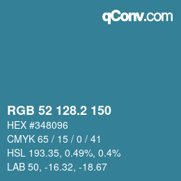 カラーコード: RGB 52 128.2 150 | qconv.com