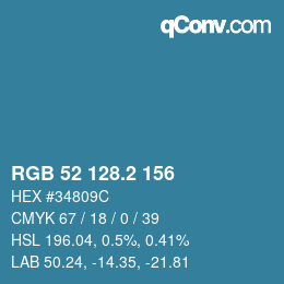 カラーコード: RGB 52 128.2 156 | qconv.com