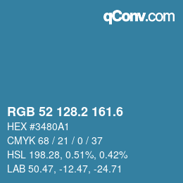 カラーコード: RGB 52 128.2 161.6 | qconv.com