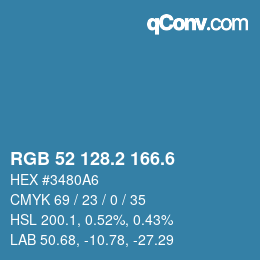 カラーコード: RGB 52 128.2 166.6 | qconv.com