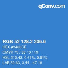 カラーコード: RGB 52 128.2 206.6 | qconv.com