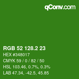 カラーコード: RGB 52 128.2 23 | qconv.com