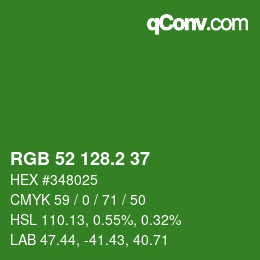 カラーコード: RGB 52 128.2 37 | qconv.com