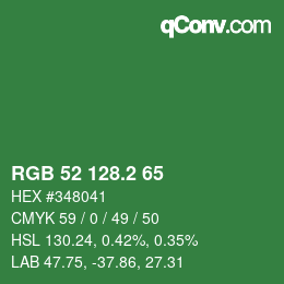 カラーコード: RGB 52 128.2 65 | qconv.com