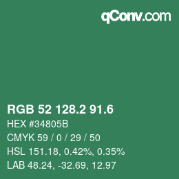 カラーコード: RGB 52 128.2 91.6 | qconv.com