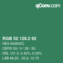 カラーコード: RGB 52 128.2 92 | qconv.com