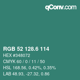 カラーコード: RGB 52 128.6 114 | qconv.com