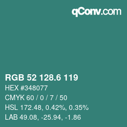 カラーコード: RGB 52 128.6 119 | qconv.com