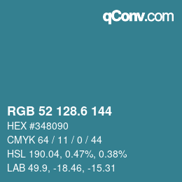 カラーコード: RGB 52 128.6 144 | qconv.com