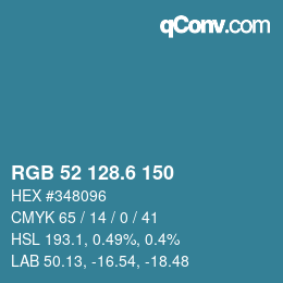カラーコード: RGB 52 128.6 150 | qconv.com