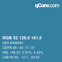カラーコード: RGB 52 128.6 161.6 | qconv.com