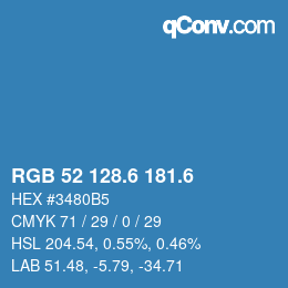 カラーコード: RGB 52 128.6 181.6 | qconv.com