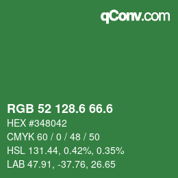 カラーコード: RGB 52 128.6 66.6 | qconv.com