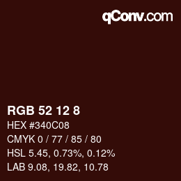Color code: RGB 52 12 8 | qconv.com