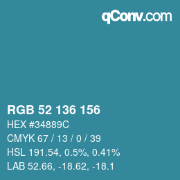Color code: RGB 52 136 156 | qconv.com