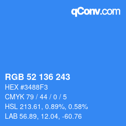 Color code: RGB 52 136 243 | qconv.com
