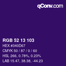 カラーコード: RGB 52 13 103 | qconv.com