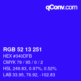 カラーコード: RGB 52 13 251 | qconv.com
