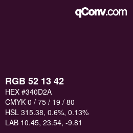 カラーコード: RGB 52 13 42 | qconv.com