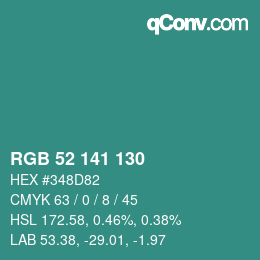 Código de color: RGB 52 141 130 | qconv.com