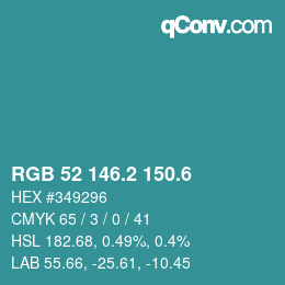 カラーコード: RGB 52 146.2 150.6 | qconv.com