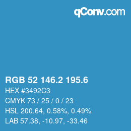カラーコード: RGB 52 146.2 195.6 | qconv.com