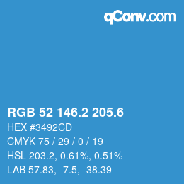 カラーコード: RGB 52 146.2 205.6 | qconv.com