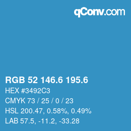 カラーコード: RGB 52 146.6 195.6 | qconv.com